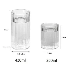 Gestreiftes Kaffeetassen-Set aus Glas – vielseitiges Trinkgeschirr für Kaffee, Tee, Wein