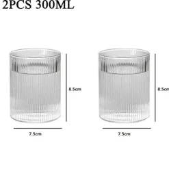 Gestreiftes Kaffeetassen-Set aus Glas – vielseitiges Trinkgeschirr für Kaffee, Tee, Wein