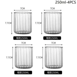Gestreiftes Trinkgeschirr-Set – Kaffee-, Wein-, Wasser- und Milchgläser