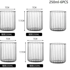 Gestreiftes Trinkgeschirr-Set – Kaffee-, Wein-, Wasser- und Milchgläser