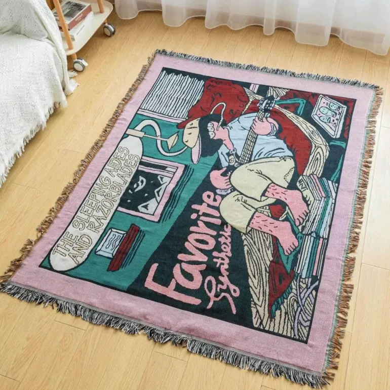 Gestrickte Gobelindecke – Leichte, luxuriöse Dekodecke für das Wohnzimmer im Freien