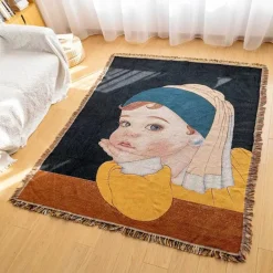 Gestrickte Gobelindecke – Leichte, luxuriöse Dekodecke für das Wohnzimmer im Freien