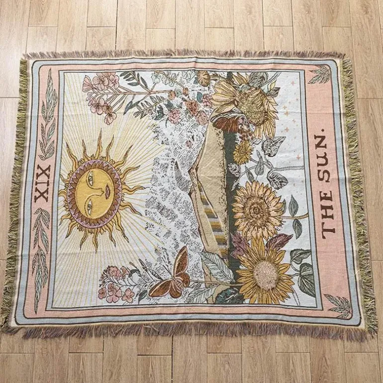 Gestrickte Gobelindecke – Leichte, luxuriöse Dekodecke für das Wohnzimmer im Freien