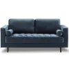 Getuftetes Samt-Loveseat - Hellblaues 2-Sitzer-Sofa