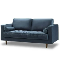 Getuftetes Samt-Loveseat - Hellblaues 2-Sitzer-Sofa