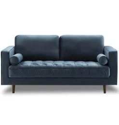 Getuftetes Samt-Loveseat - Hellblaues 2-Sitzer-Sofa