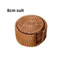 Gewebtes Rattan-Getränkeuntersetzer-Set – Umweltfreundliche Tischsets aus Bambus