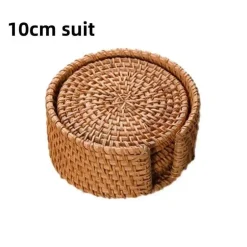 Gewebtes Rattan-Getränkeuntersetzer-Set – Umweltfreundliche Tischsets aus Bambus