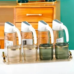 Gewürzdosen-Set aus Acryl mit Tablett – Eleganter Küchen-Organizer für Ihre Gewürze