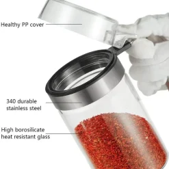 Gewürzglas aus Glas mit PP-Deckel – langlebiger Gewürzbehälter für die Küche für Kräuter und Gewürze