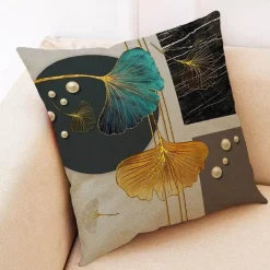 Ginkgo Blätter Kissenbezug - Modernes Leinenkissen für Wohndekoration