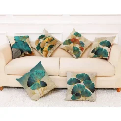 Ginkgo Blätter Kissenbezug - Modernes Leinenkissen für Wohndekoration