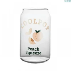 Glasbecher in Dosenform mit Fruchtdruck – 350 ml für Tee, Kaffee, Milch, Bier