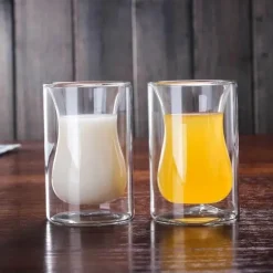 Glasbecher mit doppeltem Boden – Vielseitiges Trinkgeschirr für Kaffee, Tee, Wein, Whiskey, Saft und Wasser