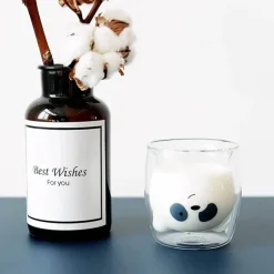 Glasbecher mit Pandabär-Motiv – doppelwandiger, hitzebeständiger Becher für Bier und Saft