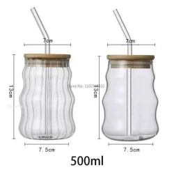 Glasbecher mit Strohhalm – Vielseitiger Becher für Kaffee, Saft, Bier, Wein