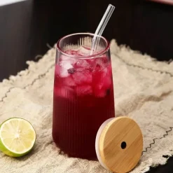Glasbecher-Set mit Deckel und Strohhalm – vielseitiges Trinkgeschirr für Tee, Kaffee, Saft und Milch