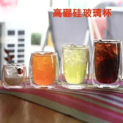 Glasbecher-Set mit doppeltem Boden – vielseitiges Trinkgeschirr für Wein, Whiskey, Kaffee, Saft