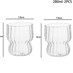 Glasbecher-Set mit vertikalen Streifen – Tassen für Kaffee, Tee, Saft und Milch