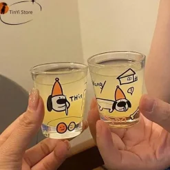 Glasbecher-Set mit Welpenmotiv – süßes Trinkgeschirr für Shochu-Saft, Kaffee, Milch, Wasser