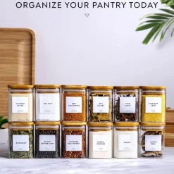 Glasgefäß mit Bambusdeckel – Vorratsbehälter für Tee und Kaffee