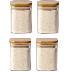 Glasgefäß mit Bambusdeckel – Vorratsbehälter für Tee und Kaffee