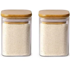 Glasgefäß mit Bambusdeckel – Vorratsbehälter für Tee und Kaffee