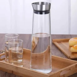 Glaswasserflasche mit Edelstahldeckel – 1,5 l