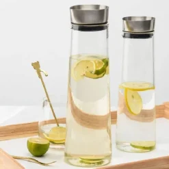 Glaswasserflasche mit Edelstahldeckel – 1,5 l