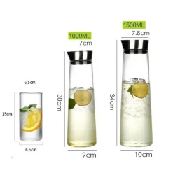 Glaswasserflasche mit Edelstahldeckel – 1,5 l