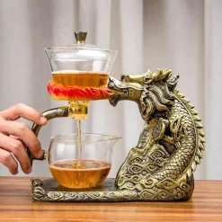 Golden Dragon Teekanne - Mystische Keramikteekanne