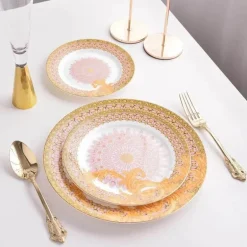 Golden Flower Geschirrset aus Bone China – Elegantes Essgeschirr