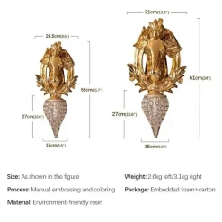 Goldene Pferde-Wandlampe – Künstlerisches Reiterdekor