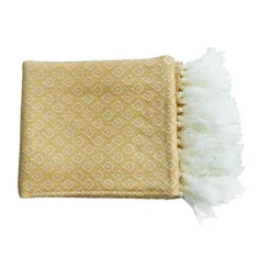 Goldene Strickdecke – luxuriös weicher Sofa- und Bettüberwurf