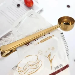 Goldfarbener Kaffeelöffelclip aus Edelstahl – Küchenzubehör