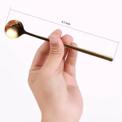 Goldfarbenes Kaffeelöffel-Set aus Edelstahl – 4 Espresso-Teelöffel