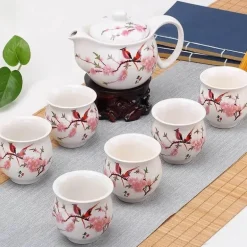 Gongfu-Teeset – Keramik-Teekanne mit 6 Tassen