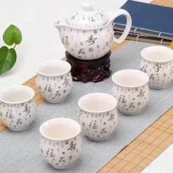 Gongfu-Teeset – Keramik-Teekanne mit 6 Tassen