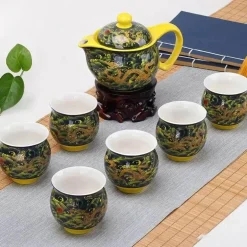 Gongfu-Teeset – Keramik-Teekanne mit 6 Tassen