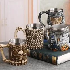 Gothic Drachenritter Totenkopf Bierkrug - Halloween Weihnachtskrug