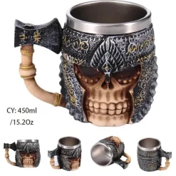 Gothic Drachenritter Totenkopf Bierkrug - Halloween Weihnachtskrug