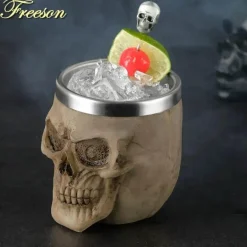 Gothic-Totenkopf-Schnapsglas – Edelstahl-Halloween-Whiskeybecher, 200 ml