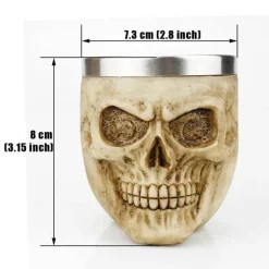 Gothic-Totenkopf-Schnapsglas – Edelstahl-Halloween-Whiskeybecher, 200 ml