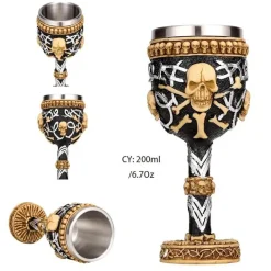 Gotischer Totenkopfkelch – Einzigartiges Weinglas aus Edelstahl für Partys