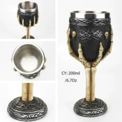 Gotischer Totenkopfkelch – Einzigartiges Weinglas aus Edelstahl für Partys