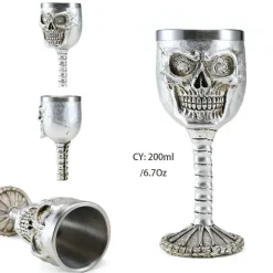 Gotischer Totenkopfkelch – Einzigartiges Weinglas aus Edelstahl für Partys