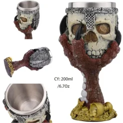 Gotischer Totenkopfkelch – Einzigartiges Weinglas aus Edelstahl für Partys