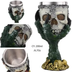 Gotischer Totenkopfkelch – Einzigartiges Weinglas aus Edelstahl für Partys