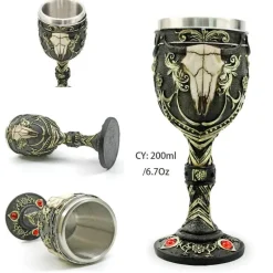 Gotischer Totenkopfkelch – Einzigartiges Weinglas aus Edelstahl für Partys