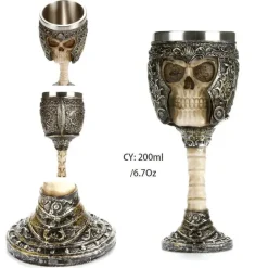 Gotischer Totenkopfkelch – Einzigartiges Weinglas aus Edelstahl für Partys